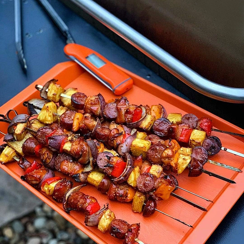 8PCS Stainless Steel BBQ Skewer Rack Foldable Grilling Skewer Rack Set BBQ Grill Tools Set